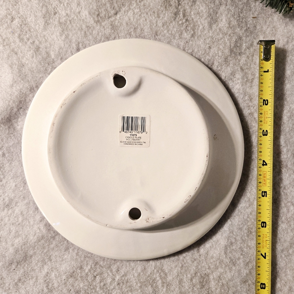 VTG 2000 Waxcessories Ceramic Jar Candle Plate Embossed Hollyberry Wall Hanging - Picture 2 of 2
